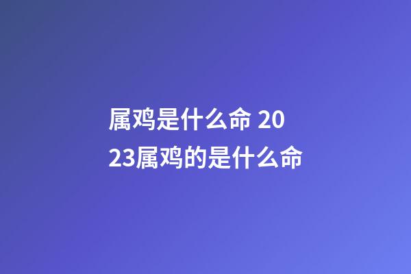 属鸡是什么命 2023属鸡的是什么命